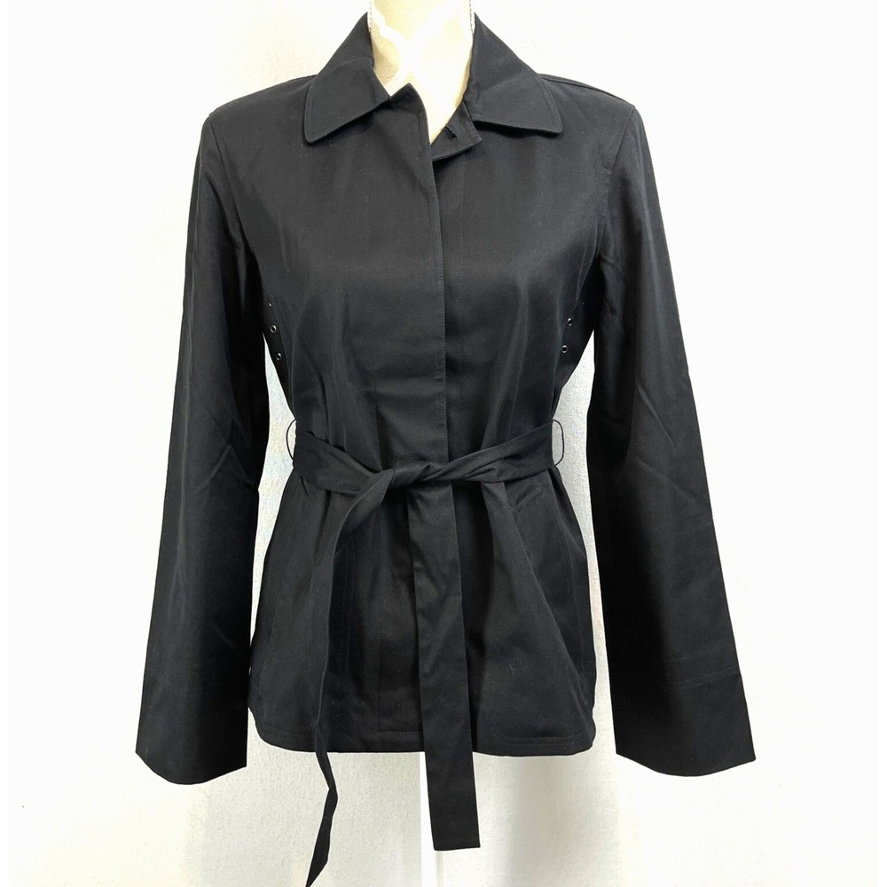 FACONNABLE Womens Jacket Size Small Belted‎ Lined Short Cotton Canvas Career